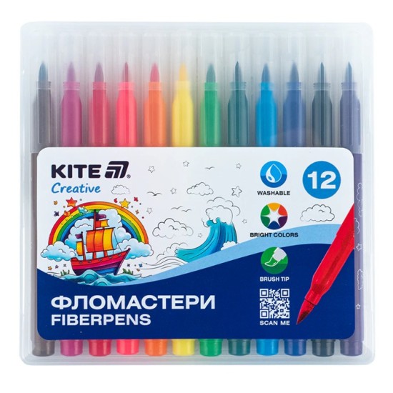 Teptukiniai flomasteriai CREATIVE, Kite, 12 sp.