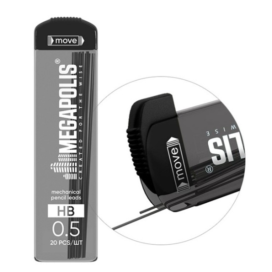 Grafitai automatiniams pieštukams MEGAPOLIS CONCEPT, ErichKrause, 0.5mm, HB, 20 vnt.