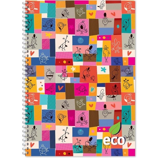 Bloknotas COLOUR, A4, langeliais, 80 lapų, 70gsm, su spalvotomis kraštinėmis, su spirale šone