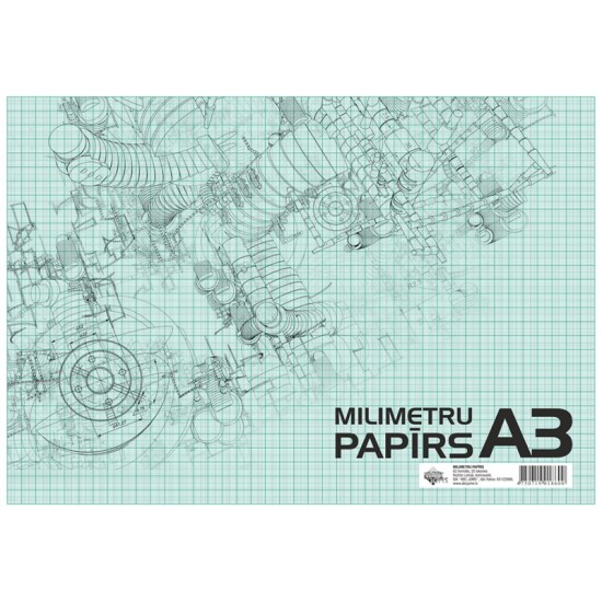 Milimetrinio popieriaus albumas, A3, 20 lapų