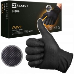 Vienkartinės nitrilinės pirštinės MERCATOR GoGrip Black, L dydis, juodos sp., be pudros, 50 vnt.