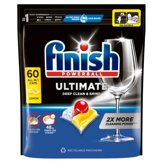 Indaplovių kapsulės FINISH Powerball Ultimate All in 1  Lemon, 60 vnt.