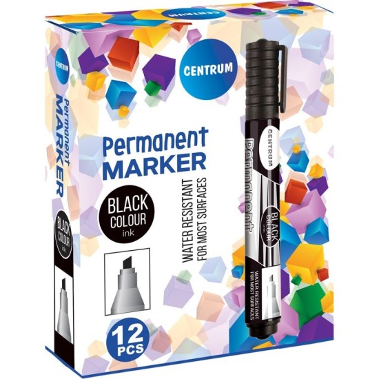 Permanentinis žymeklis CENTRUM, 1.0-5.0 mm, kirsta galvute, juodos sp.