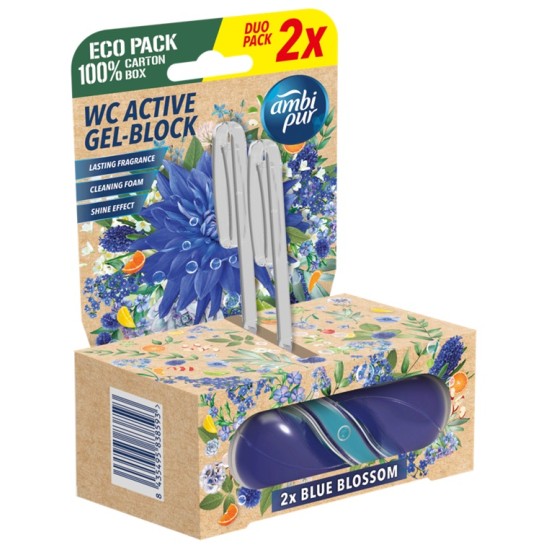 WC valiklis-gaiviklis AMBI PUR Blue Blossom, 2x45 g