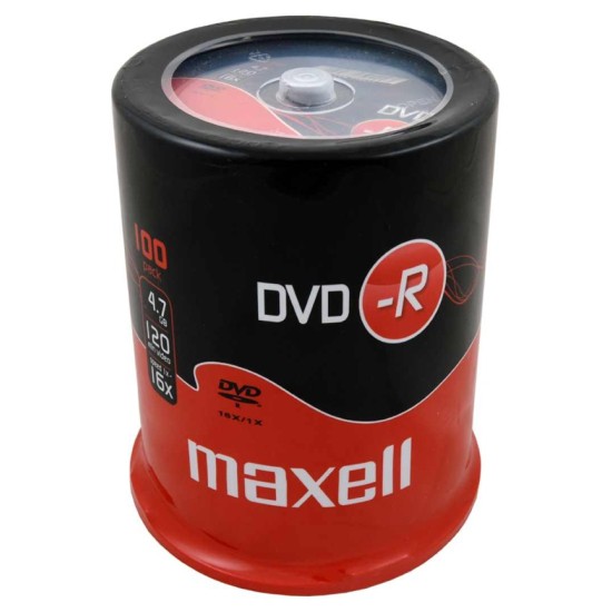 DVD-R diskai MAXELL, 4,7 GB, 16X, 120 min., 100 vnt., rietuvėje