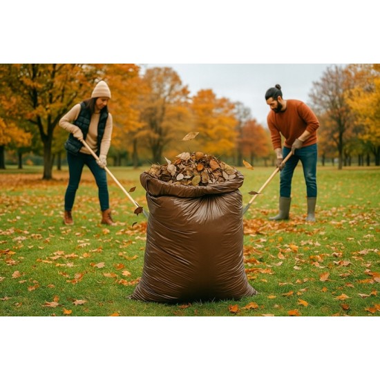 BIO šiukšlių maišai MOP SERWIS, 60 L, 10 vnt., suyrantys, rudos sp.