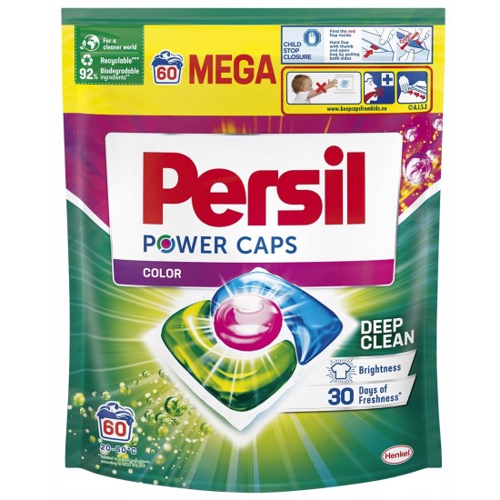 Skalbimo kapsulės PERSIL Power Caps Color, 60 vnt.