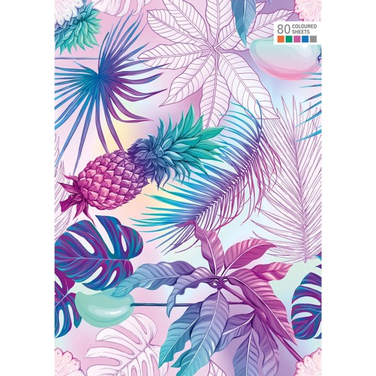 Sąsiuvinis COLOUR, A5, langeliais, 80 lapų, 70gsm, spalvotomis kraštinėmis