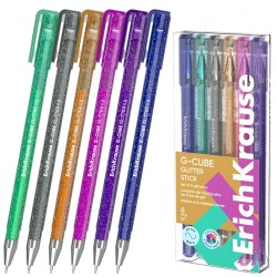 Gelinių rašiklių rinkinys G-CUBE GLITTER, ErichKrause, 1.0 mm, 6 blizgančios sp.