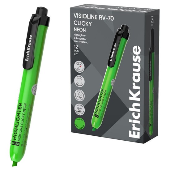 Automatinis teksto žymeklis VISIOLINE RV-70 CLICKY NEON, ErichKrause, 1.0-3.5 mm, žalios sp.