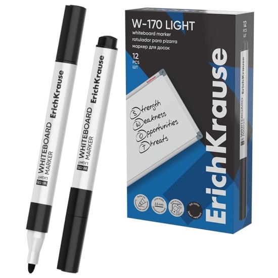 Žymeklis baltai lentai W-170 LIGHT, ErichKrause, 2.5 mm, juodos sp.