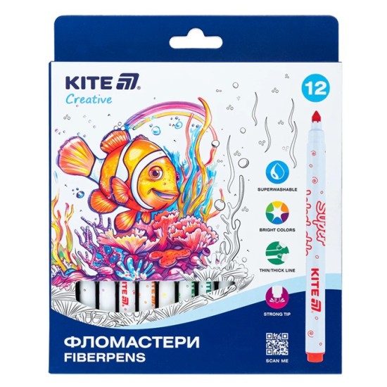 Flomasteriai CREATIVE, Kite, 12 sp.