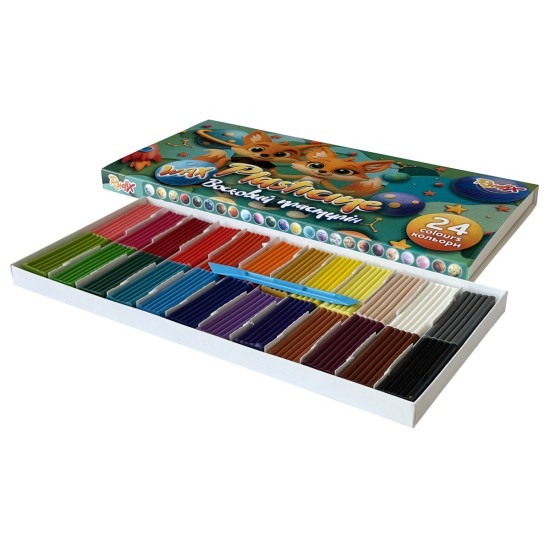 Plastilinas RUDIX, 24 sp. po 20 g, su peiliuku