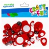 Dekoracija iš medžio CRAFT with FUN Ladybirds, lipni, 24 vnt., įvairių dydžių
