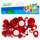Dekoracija iš medžio CRAFT with FUN Ladybirds, lipni, 24 vnt., įvairių dydžių