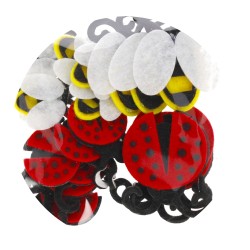 Lipni dekoracija iš veltinio CRAFT with FUN Ladybirds and Bees, 18 vnt.