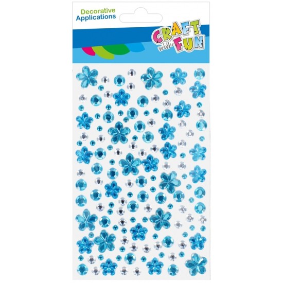 Dekoratyviniai krištoliniai karoliukai CRAFT with FUN Blue Flowers, lipnūs