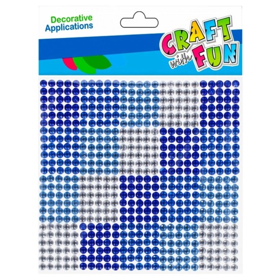 Dekoratyviniai krištoliniai karoliukai CRAFT with FUN Blue, lipnūs, 10x10 mm, 600 vnt.