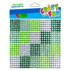 Dekoratyviniai krištoliniai karoliukai CRAFT with FUN Green, lipnūs, 10x10 mm, 600 vnt.