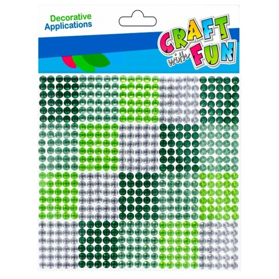 Dekoratyviniai krištoliniai karoliukai CRAFT with FUN Green, lipnūs, 10x10 mm, 600 vnt.