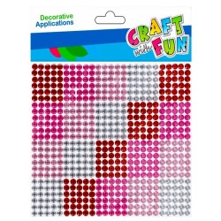 Dekoratyviniai krištoliniai karoliukai CRAFT with FUN Pink, lipnūs, 10x10 mm, 600 vnt.