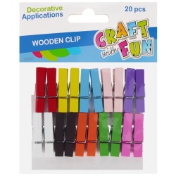 Dekoracija iš medžio CRAFT with FUN Wooden Clips, 35x10 mm, 20 vnt., įvairių sp.