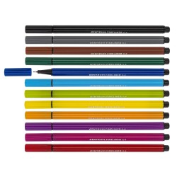 Spalvotų rašiklių rinkinys FINELINERS, Centrum, storis 0,7mm, 12 sp.