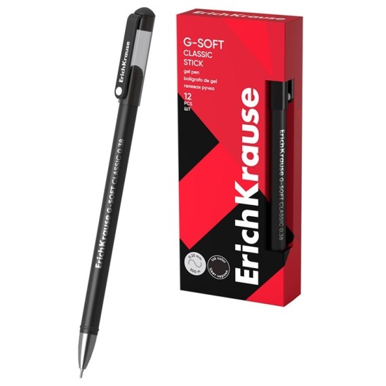 Gelinis rašiklis G-SOFT, ErichKrause, 0.38 mm, juodos sp.