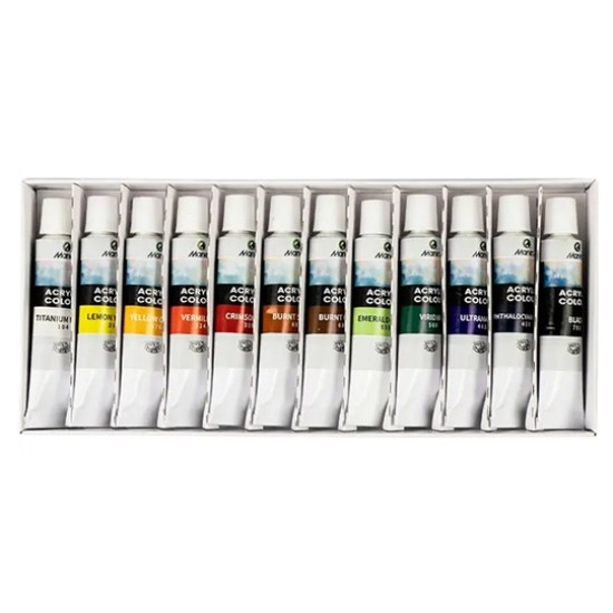Akrilinių dažų rinkinys MARIES, 12 sp. po 12 ml