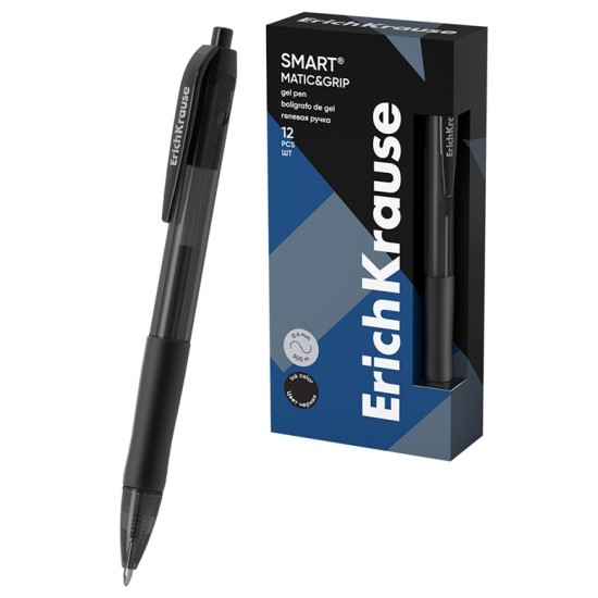 Automatinis gelinis rašiklis SMART-GEL, ErichKrause, 0.5 mm, juodos sp.