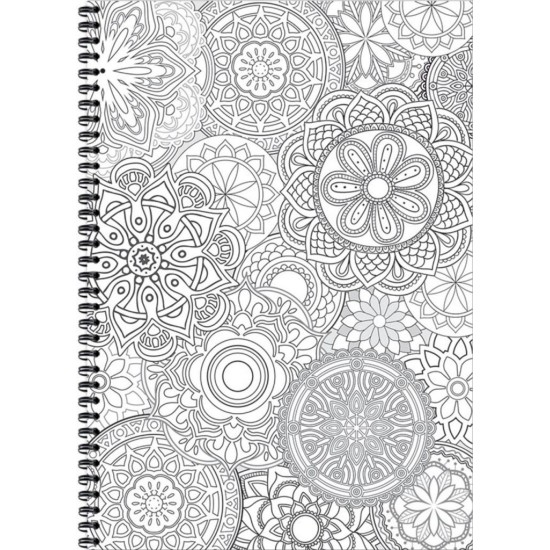 Bloknotas MANDALAS, A5, langeliais, 48 lapai, 70gsm, su spirale šone