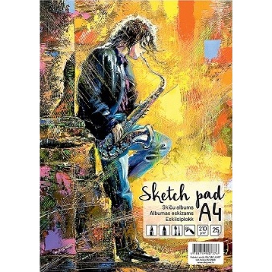 Albumas eskizams, A4, 25 lapai, 210gsm, reljefiniai vidiniai lapai, su spirale viršuje