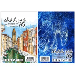 Albumas eskizams, A5, 65 lapai, 80 gsm, lygūs vidiniai lapai, su spirale viršuje