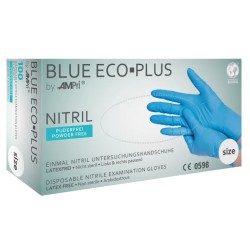 Vienkartinės nitrilinės pirštinės MED-COMFORT Eco-Plus, L dydis, mėlynos sp., be pudros, 100 vnt.