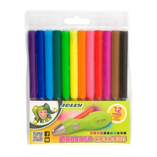 Purškiami flomasteriai AIRBRUSH COLOURS, Jolly, 12 sp.