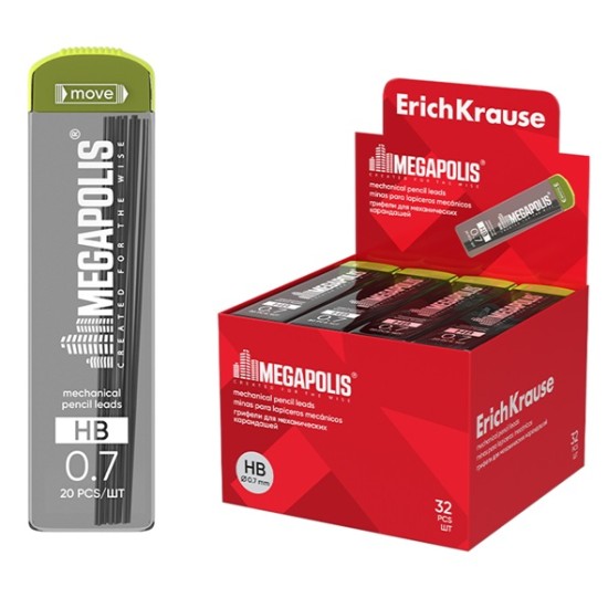 Grafitai automatiniams pieštukams MEGAPOLIS CONCEPT, ErichKrause, 0.7mm, HB, 20 vnt.