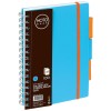Bloknotas NOTOBOOK, Grand, A5, langeliais, 100 lapų, 80gsm, su spirale šone, mėlynos sp. plastikinis viršelis
