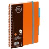 Bloknotas NOTOBOOK, Grand, A5, langeliais, 100 lapų, 80gsm, su spirale šone, oranžinės sp. plastikinis viršelis