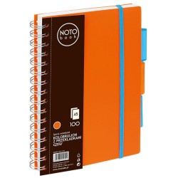 Bloknotas NOTOBOOK, Grand, A5, langeliais, 100 lapų, 80gsm, su spirale šone, oranžinės sp. plastikinis viršelis