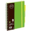 Bloknotas NOTOBOOK, Grand, A5, langeliais, 100 lapų, 80gsm, su spirale šone, žalios sp. plastikinis viršelis