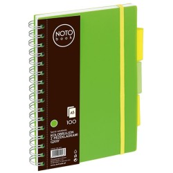 Bloknotas NOTOBOOK, Grand, A5, langeliais, 100 lapų, 80gsm, su spirale šone, žalios sp. plastikinis viršelis