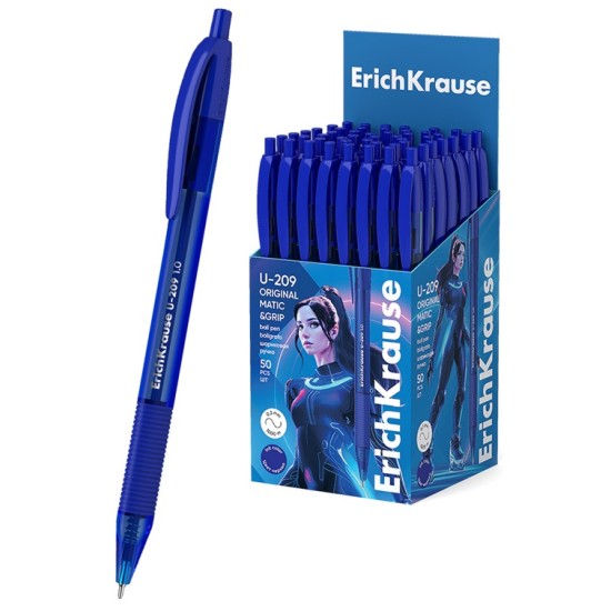 Ultra glide automatinis tušinukas U-209 ORIGINAL MATIC&GRIP, ErichKrause, 1.0mm, mėlynos sp.