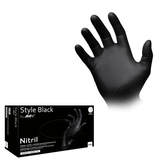 Vienkartinės nitrilinės pirštinės MED-COMFORT Style Black, XL dydis, juodos sp., be pudros, 100 vnt.