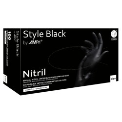 Vienkartinės nitrilinės pirštinės MED-COMFORT Style Black, S dydis, juodos sp., be pudros, 100 vnt.