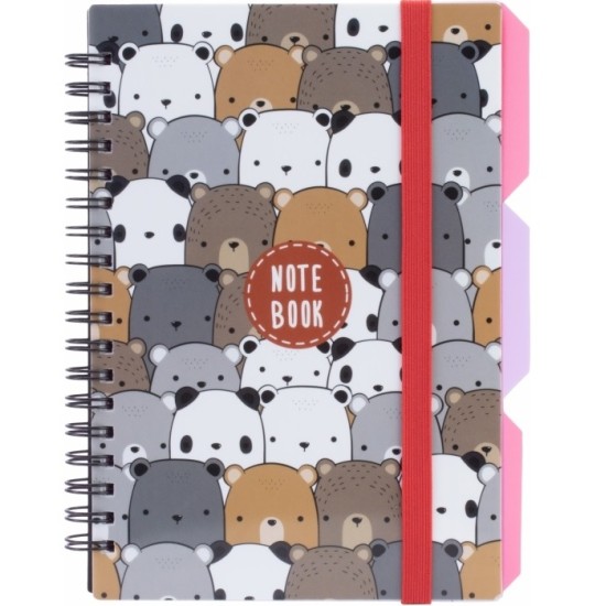 Bloknotas PANDA, Optima, B6, 100 lapų, langeliais, 65gsm, su spirale šone, plastikinis viršelis