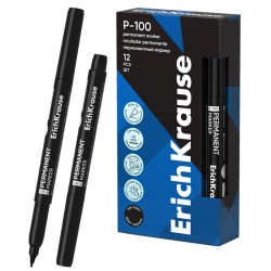 Permanentinis žymeklis P-100, ErichKrause, 1.0 mm, juodos sp.