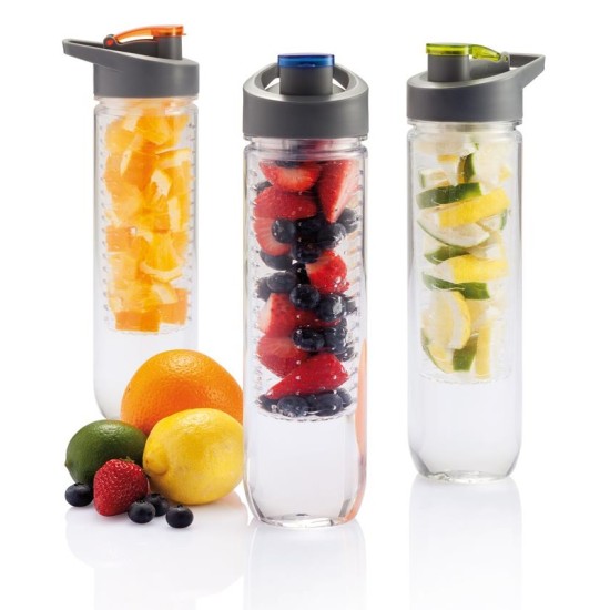Gertuvė XD COLLECTION, 800ml, su infuzoriumi, skaidrus tritano plastikas, su žalios sp. dangteliu