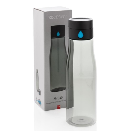 Gertuvė XD XCLUSIVE, 600ml, fiksuojanti išgerto vandens kiekį, permatomas juodos sp. tritano plastikas