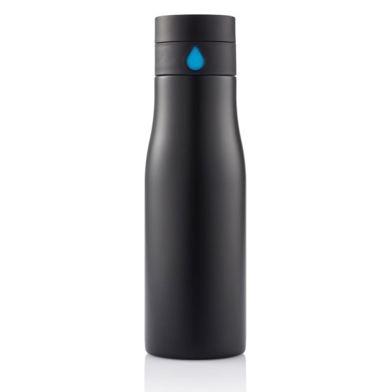 Gertuvė XD XCLUSIVE, 650ml, nerūdijančio plieno korpusas, fiksuojanti išgerto vandens kiekį, juodos sp.