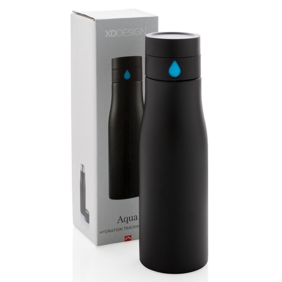 Gertuvė XD XCLUSIVE, 650ml, nerūdijančio plieno korpusas, fiksuojanti išgerto vandens kiekį, juodos sp.